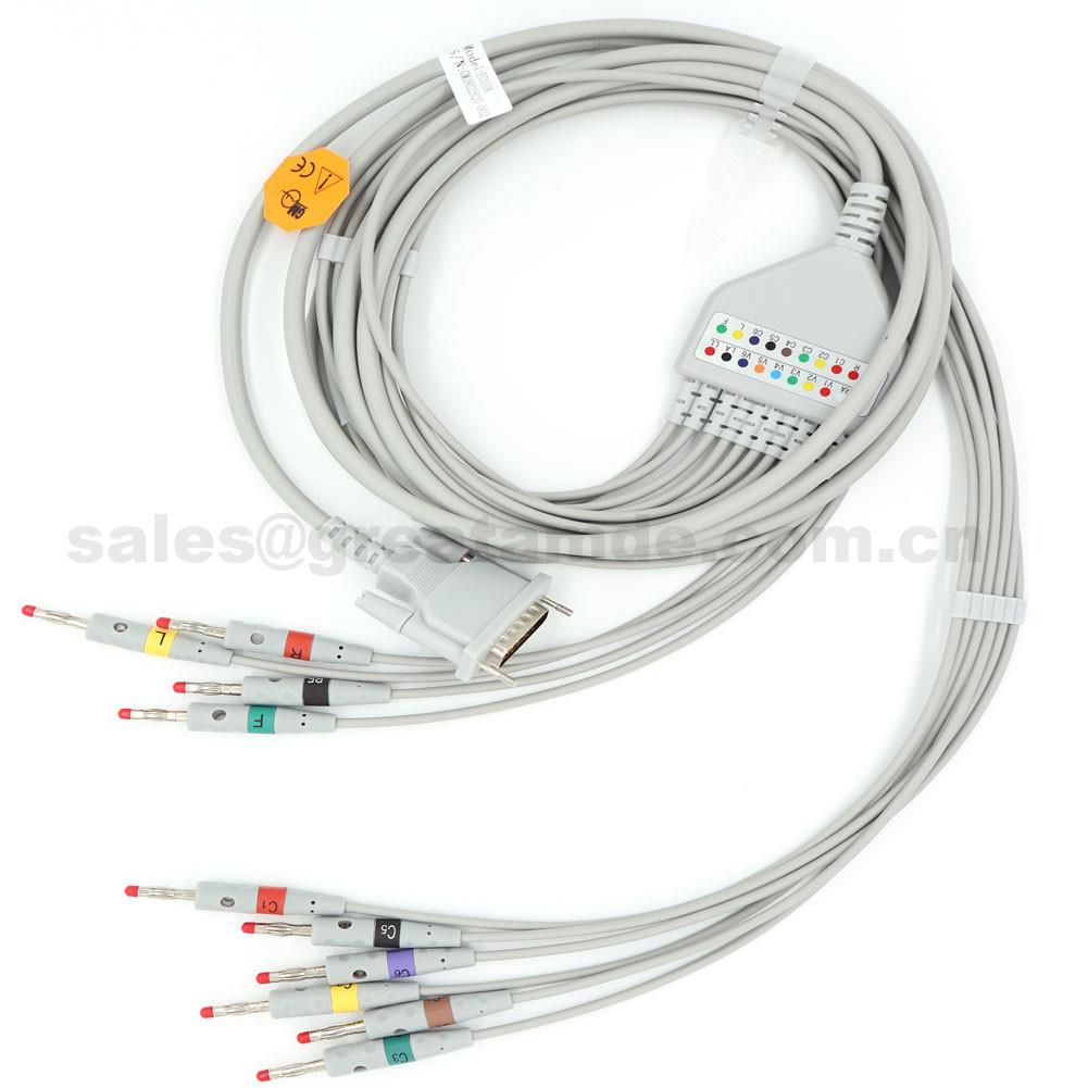 EC010A šillera EKG kabelis, IEC, DB15M Banana 4.0, AT-1, Izmantojiet kopā ar Schiller AT-102, CS-200, EC010A schiller EKG cable , IEC, DB15M Banana 4.0 , AT-1 ,Use with Schiller AT-102, CS-200,