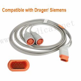 Invasive Blood PressureIBP Transducer Adapter Cable Compatible With Drager Siemens, 16pin-Round 10pin Socket Invazīva asinsspiediena SIEvadītāju adaptera kabelis saderīgs ar Drager Siemens, 16pin-Round 10pin Socket